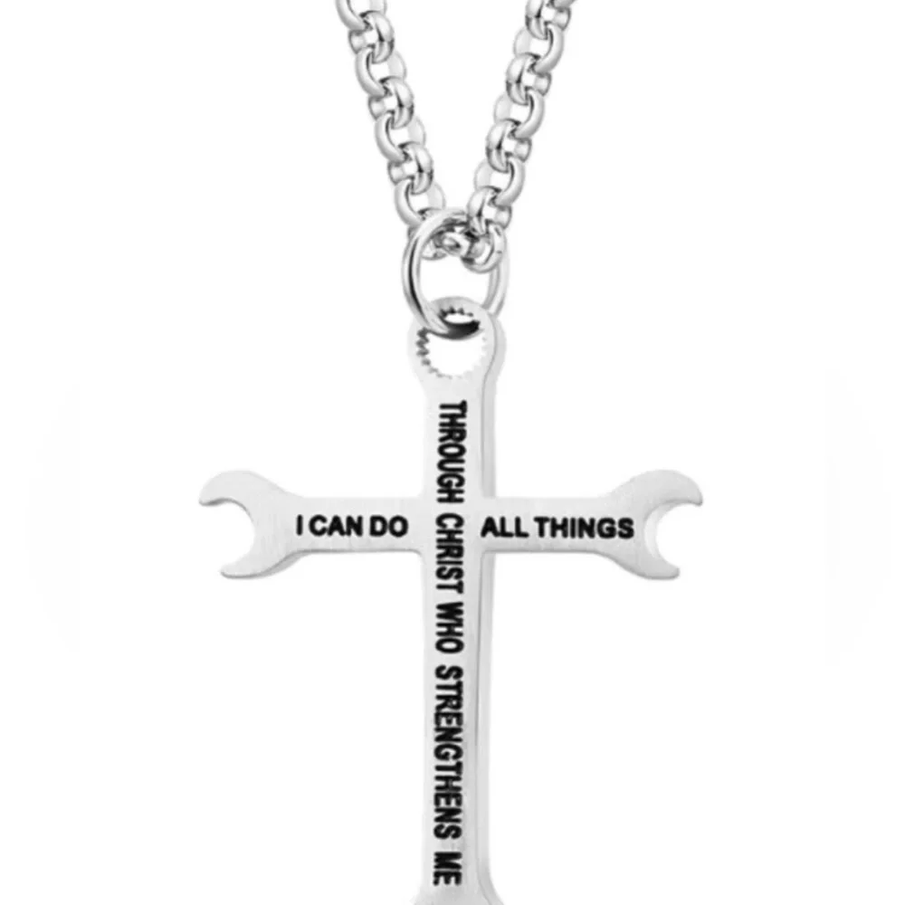 Cross Necklace I Can Do All Things Stainless Steel